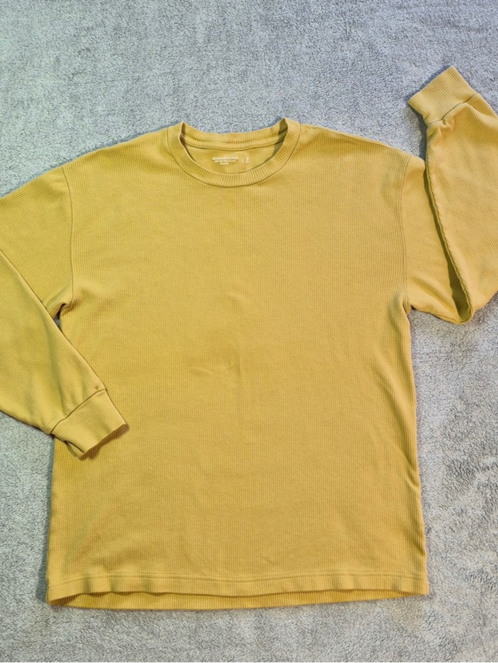 Abercrombie and Fitch Mustard Yellow Lined Knit Long Sleeve Tee A&F